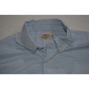 48339 Faherty Dress Shirt Size Medium Mens Blue Cotton Lyocell Spandex Blend